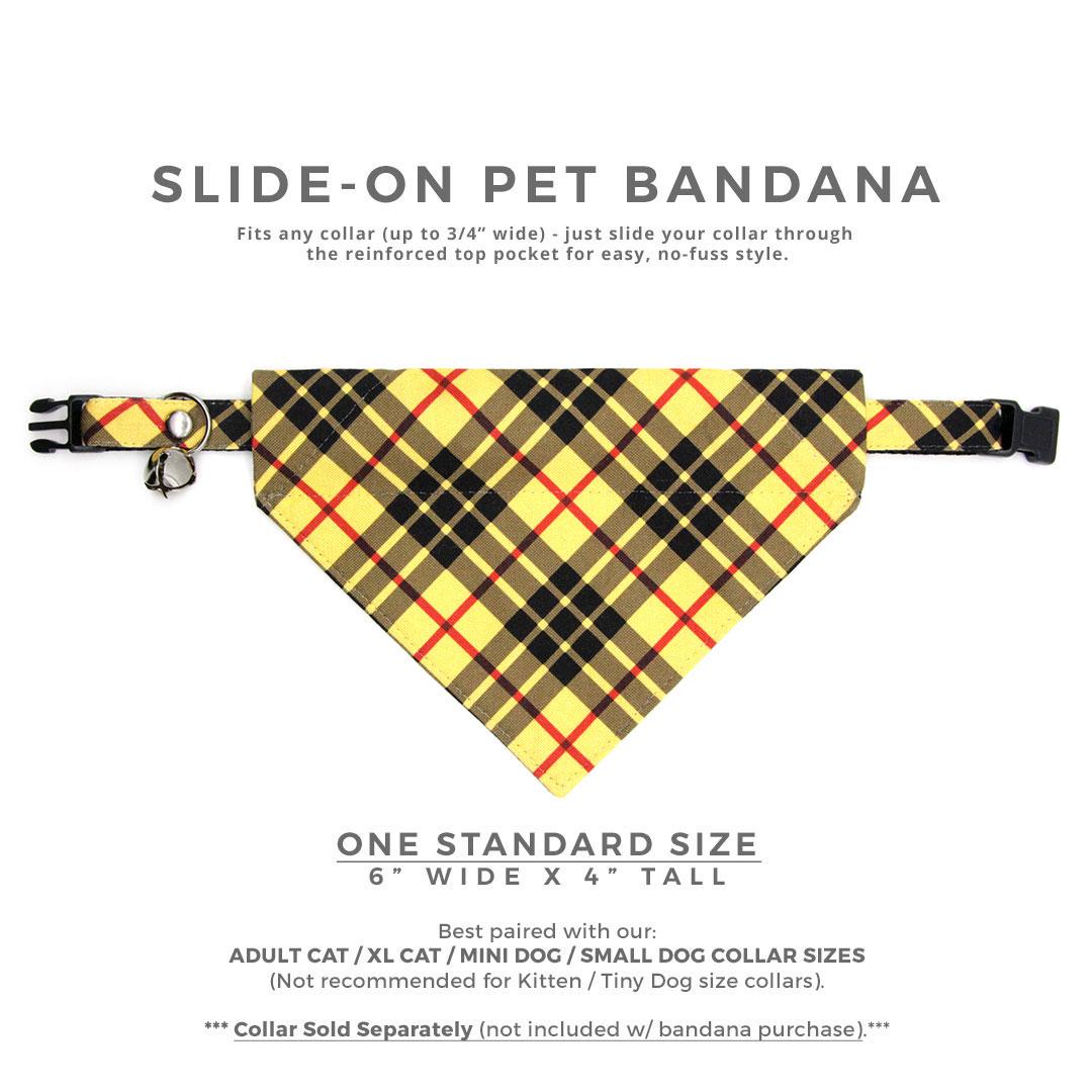 Cat Bandana - Iconic - Yellow Macleod Tartan Plaid Bandana for Cat and Small Dog Slide-On Over the Collar Bandana