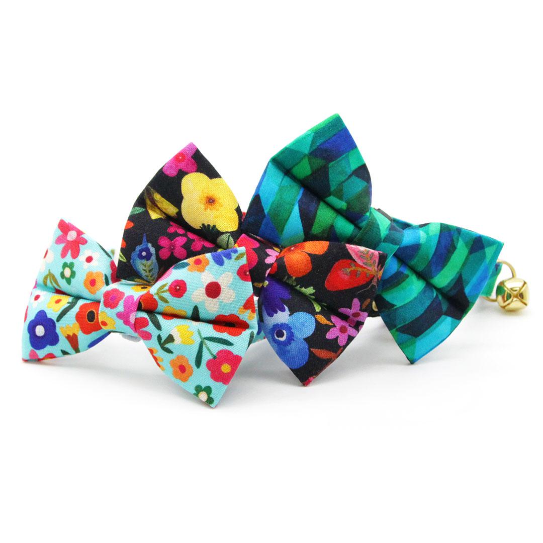 Cat Bow Tie - Geometric Forest - Green & Teal Bow Tie for Cat Cat and Small Dog Bowtie