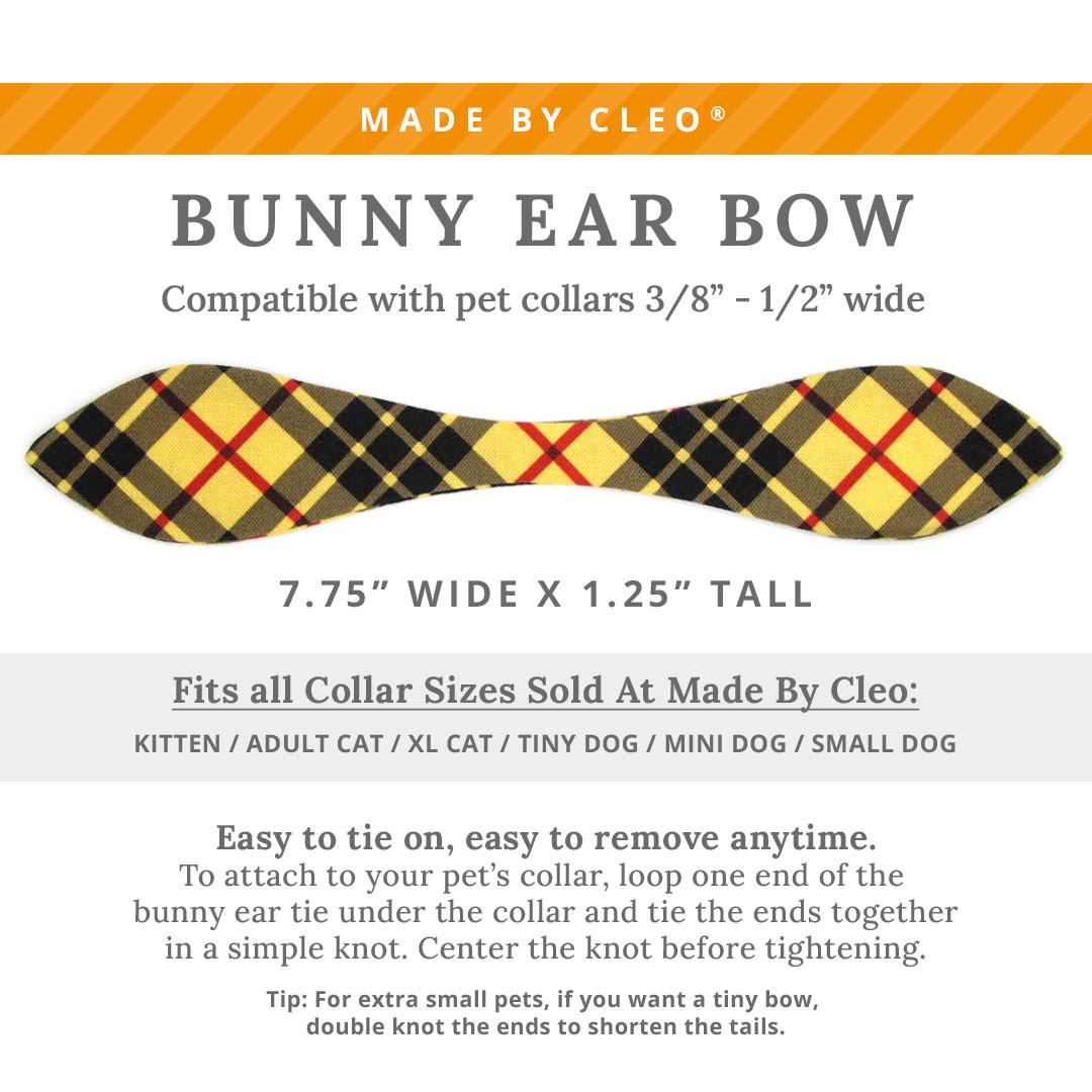 Cat Collar and Bunny Ear Bow Set - Iconic - Yellow Macleod Tartan Plaid Cat Collar w Matching Bunny Bow Tie Tie-On Scarf Cat, Kitten and Small Dog Siz