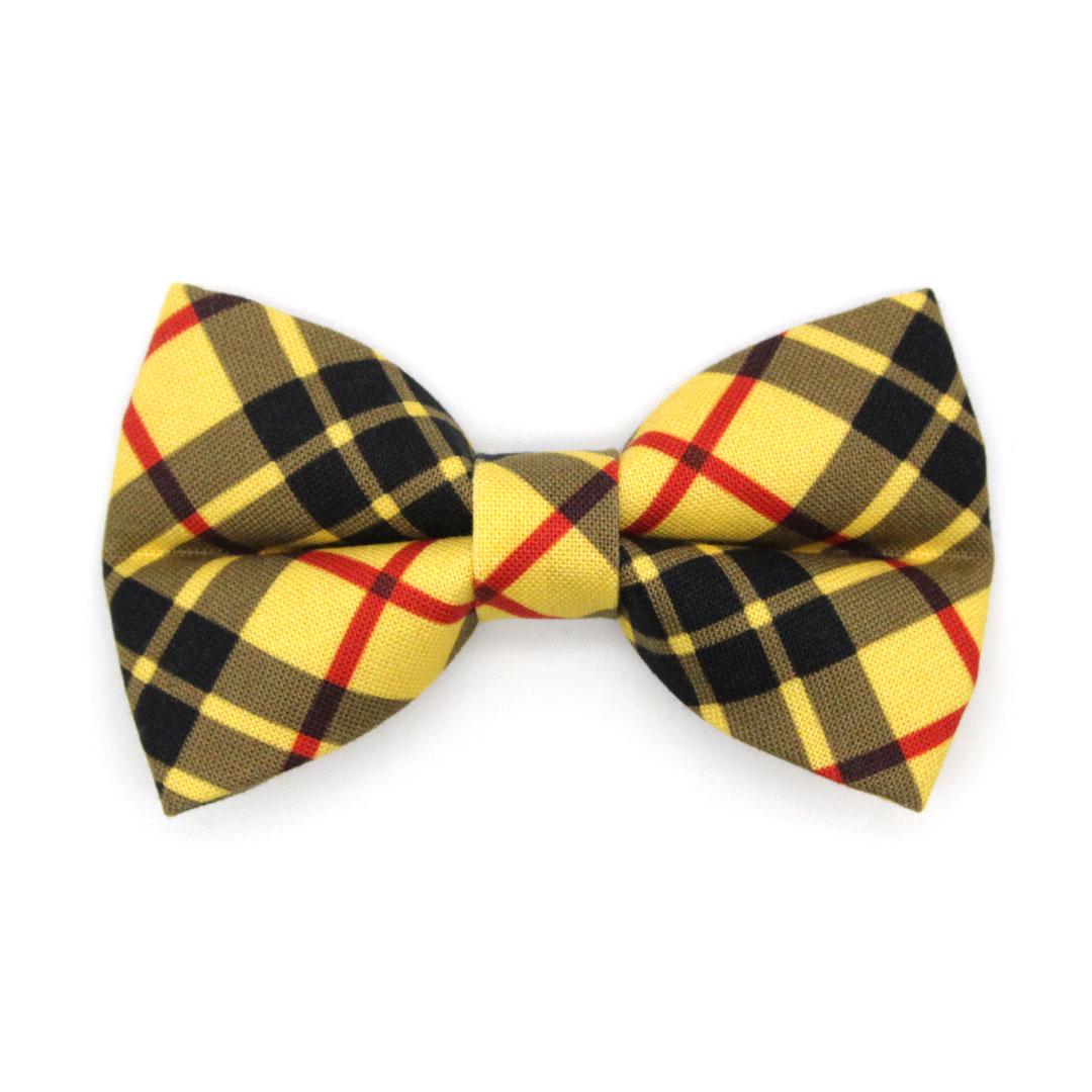 Bow Tie Cat Collar Set - Iconic - Yellow Macleod Tartan Plaid Cat Collar with Bow Tie Cat, Kitten, Small Dog Sizes