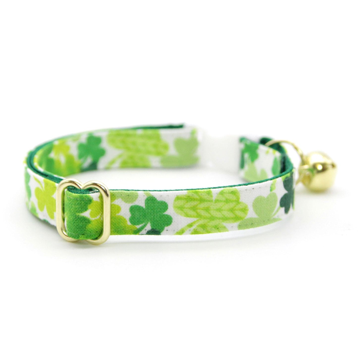 Cat Collar and Bunny Ear Bow Set - Shamrock Spirit - Green & White Clover Cat Collar w Matching Bunny Bow Tie St. Patrick's Day, Irish Tie-On Scarf Ca