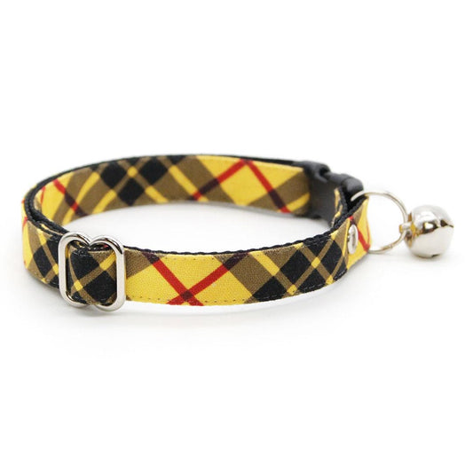 Cat Collar - Iconic - Yellow Macleod Tartan Plaid Cat Collar Breakaway Buckle or Non-Breakaway Cat, Kitten and Small Dog Sizes