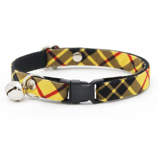 Cat Collar and Bunny Ear Bow Set - Iconic - Yellow Macleod Tartan Plaid Cat Collar w Matching Bunny Bow Tie Tie-On Scarf Cat, Kitten and Small Dog Siz